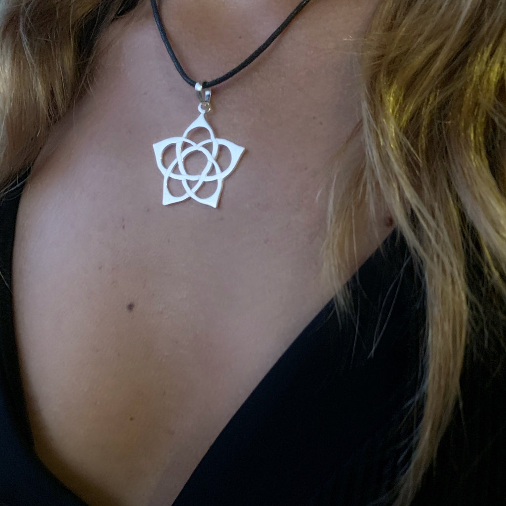 Flower Pentagram Silver Pendant sacred geometry necklace