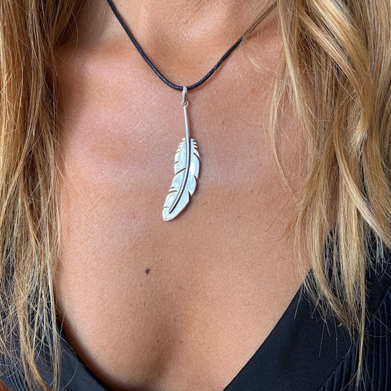 Feather Silver Pendant necklace