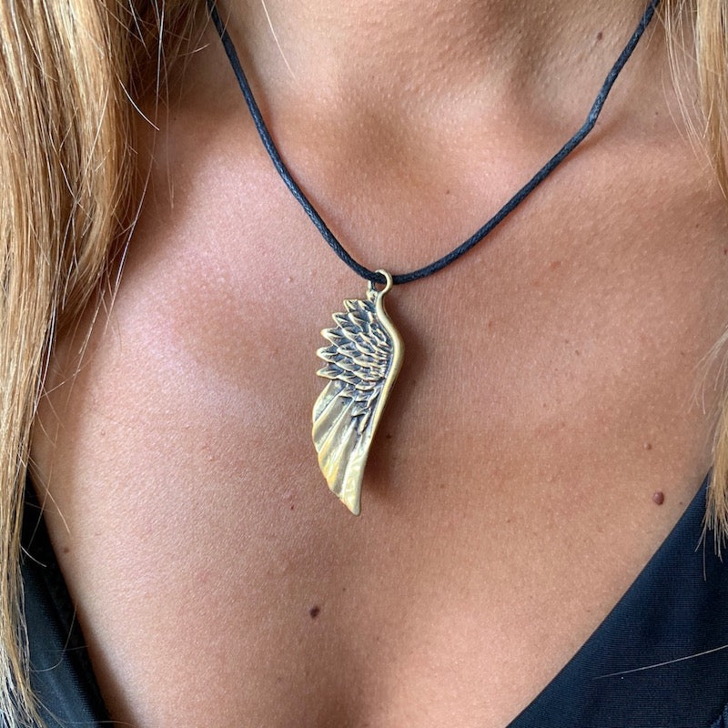 Angel Wing Brass Pendant necklace