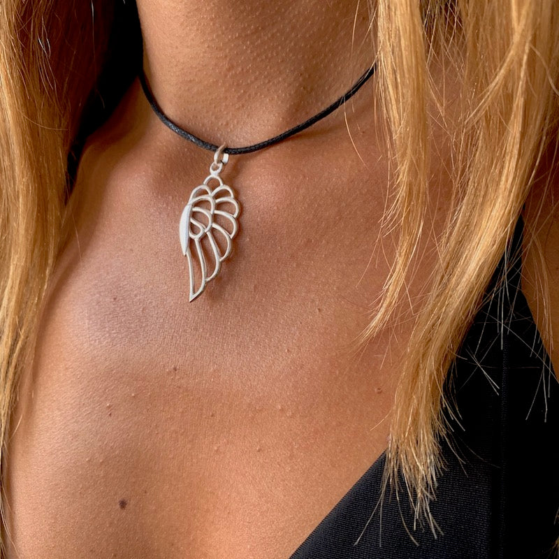 Angel Wing silver pendant necklace