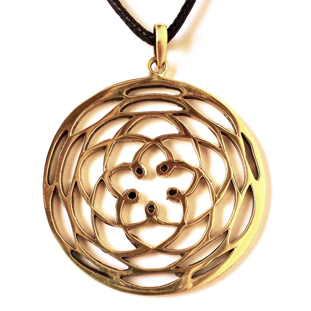 Brass  Rose Of Venus pendant sacred geometry necklace