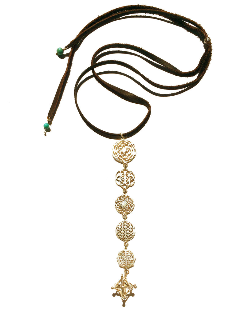 Brass Sacred Geometry Yoga Jewellery Necklace, rose of Venus, seed of life, sunflower, flower of life, Sri yantra, merkabar