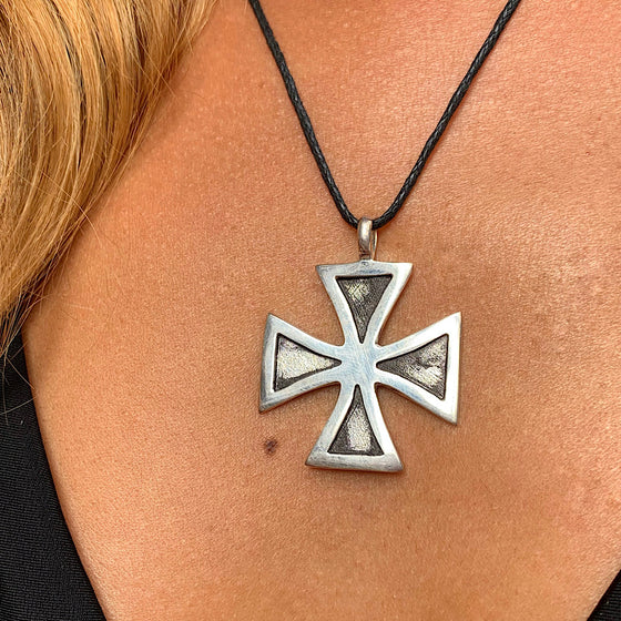 Maltese Cross Silver Pendant necklace