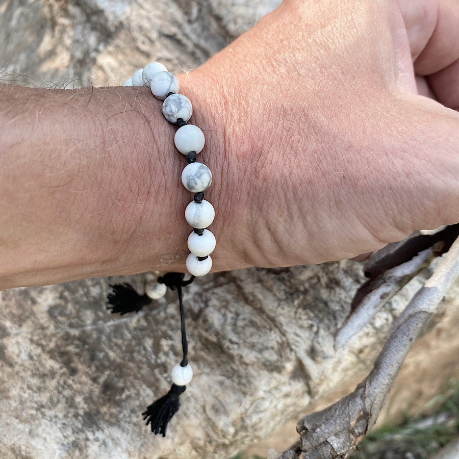 Howlite Wrist Mala Beads mens yoga bracelet