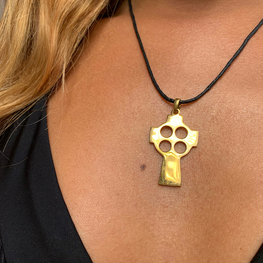 Celtic Cross brass Pendant necklace