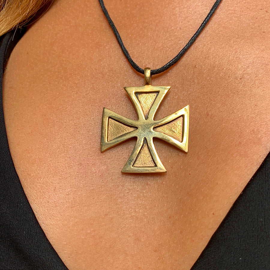 Maltese Cross Brass Pendant necklace