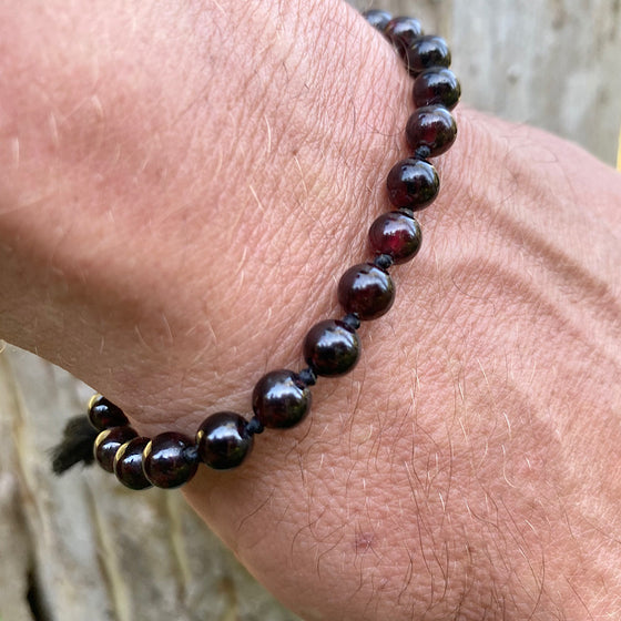 Garnet Wrist Mala Beads mens yoga bracelet