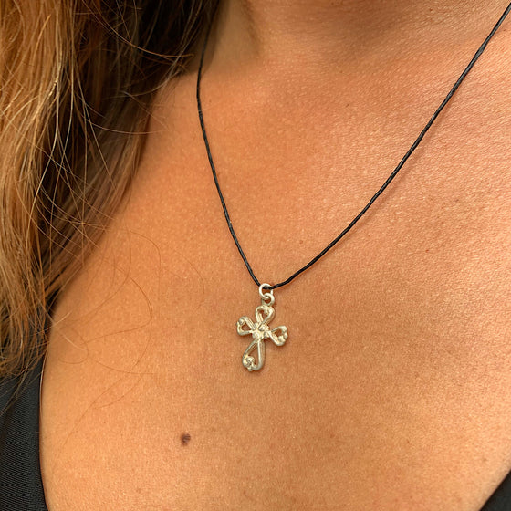 Looped Cross Necklace small silver Pendant