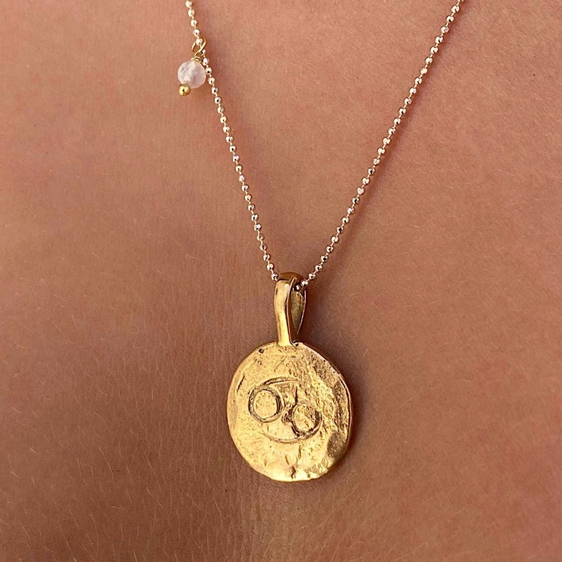 Cancer star sign Zodiac necklace Gold plated