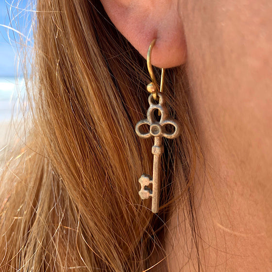 Brass Key earrings