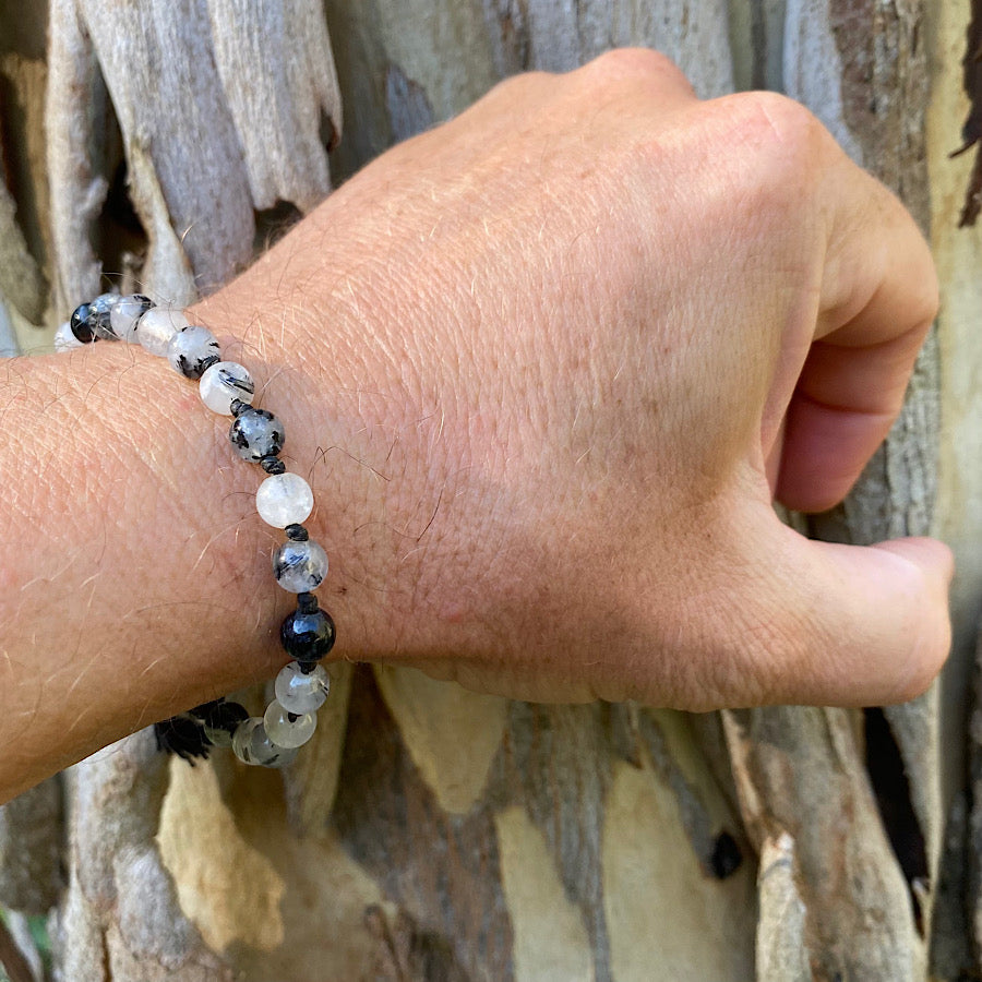 Rutilated Quartz Wrist Mala Beads mens yoga bracelet