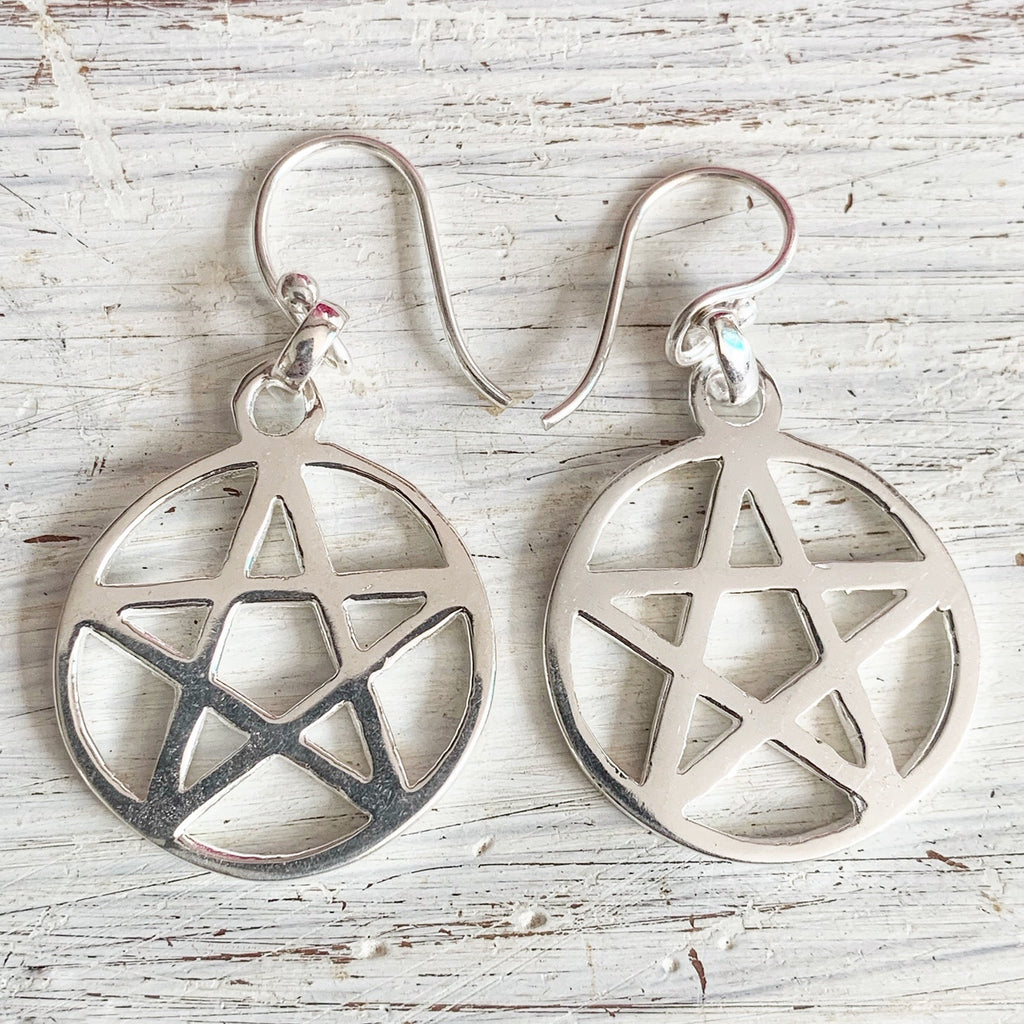 Pentagram silver earrings