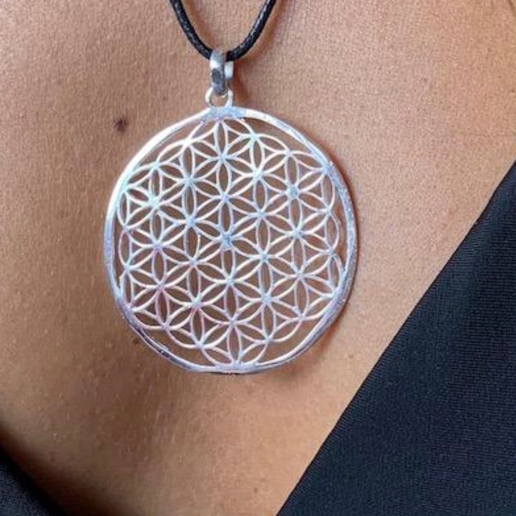 Flower Of Life Necklace Large Sacred Geometry Silver Pendant