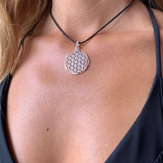Flower Of Life silver pendant small sacred geometry necklace