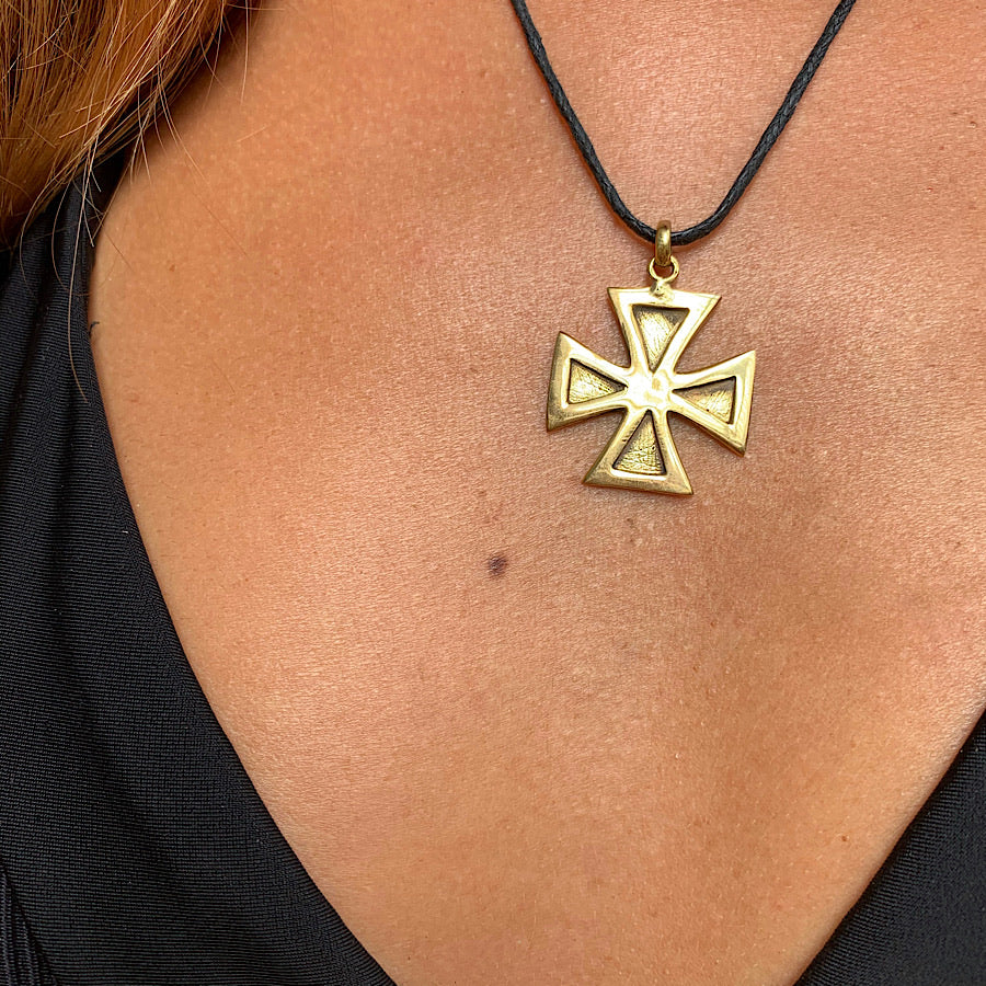 Maltese Cross Brass Pendant necklace