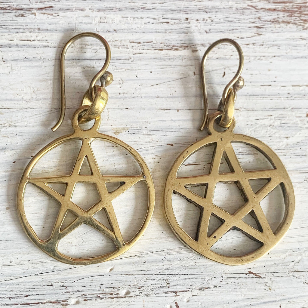 pentagram sacred geometry Brass earrings