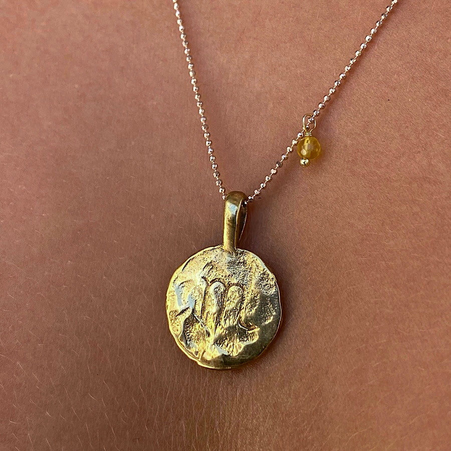 Scorpio star sign Zodiac necklace Gold plated constellation pendant, Citrine birthstone