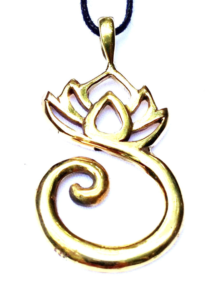 Lotus Spiral necklace Brass Pendant
