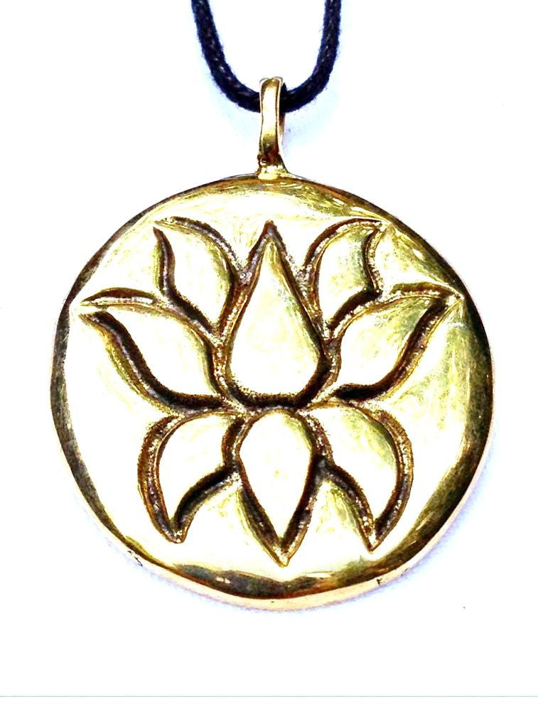Lotus Round Brass Pendant necklace
