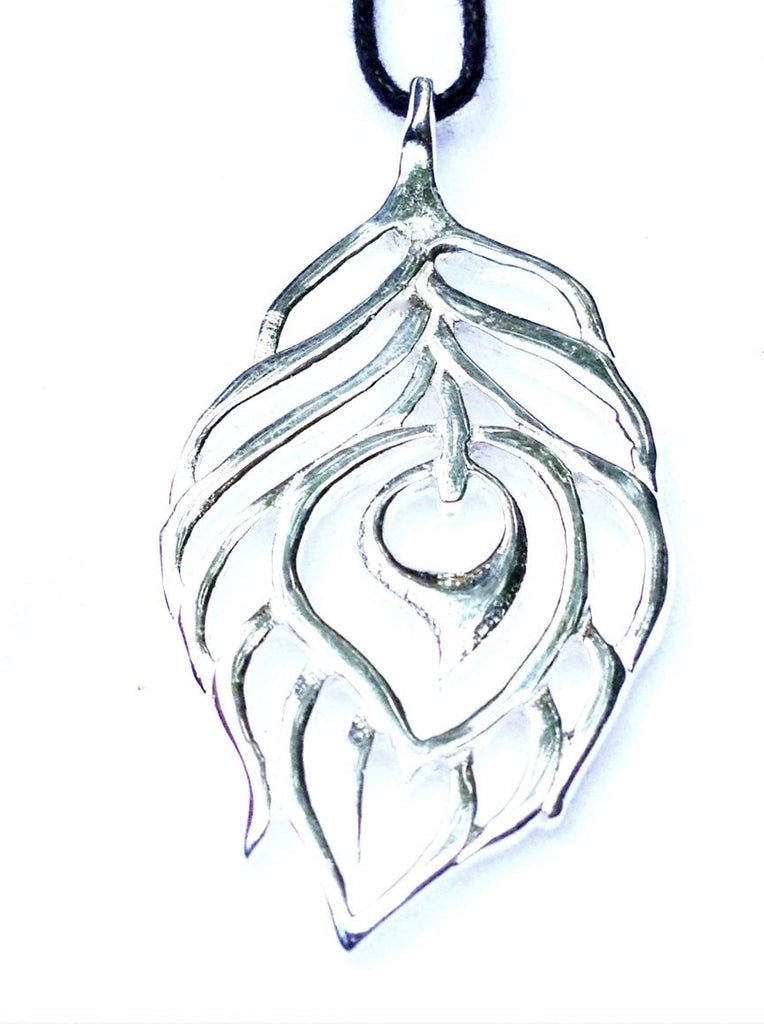 Peacock Feather Silver Pendant necklace