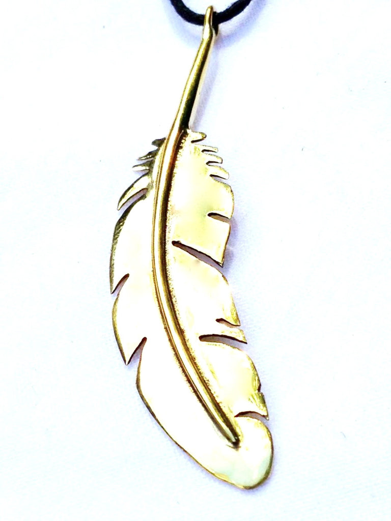 Feather Brass Pendant necklace