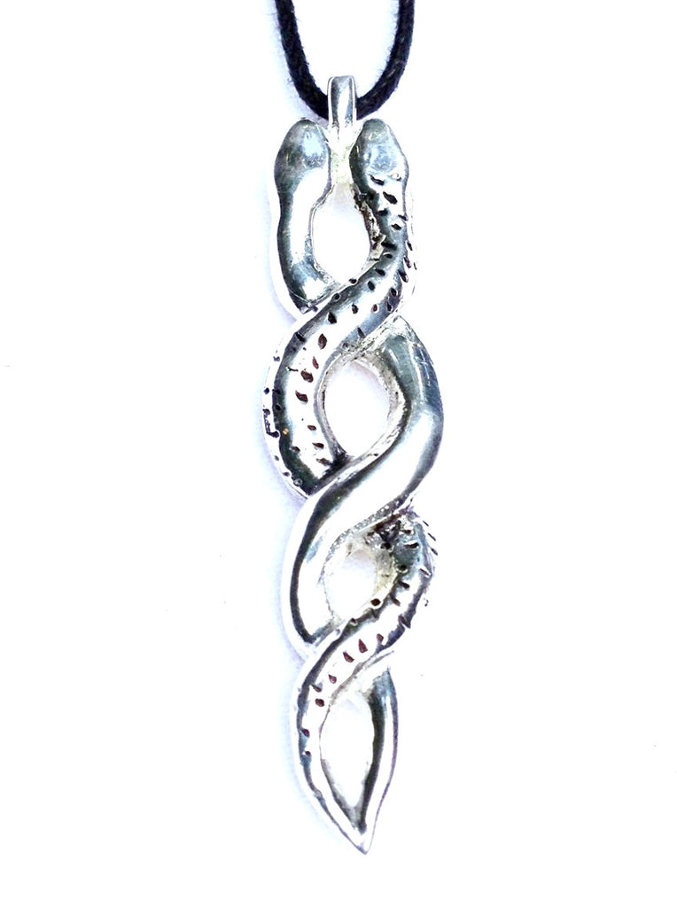 Twin Serpent Kundalini Silver Pendant snake necklace