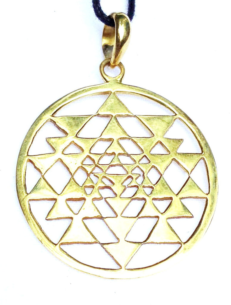 Sri Yantra brass pendant sacred geometry necklace