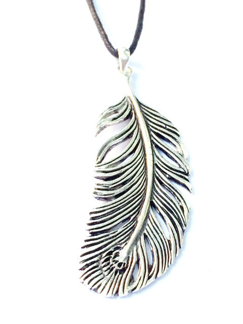 Peacock Feather Silver Pendant necklace