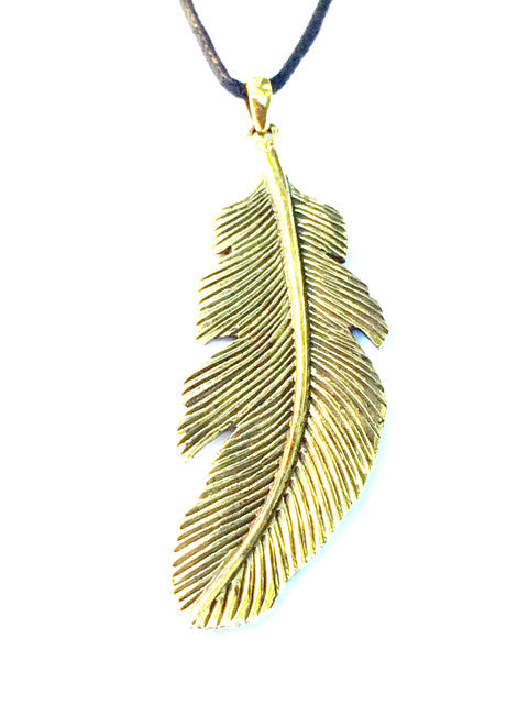 Eagle Feather Necklace Brass Pendant