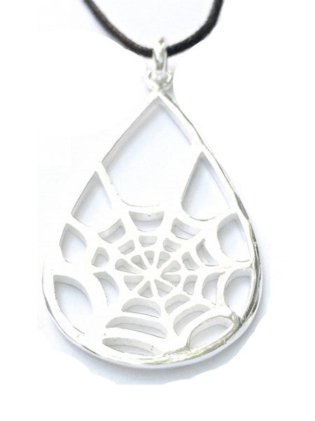 Spiders Web Silver Pendant Necklace