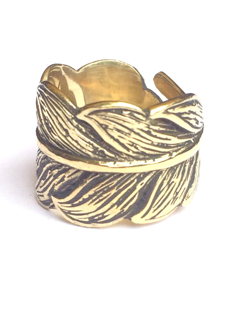 Brass Eagle Feather Ring