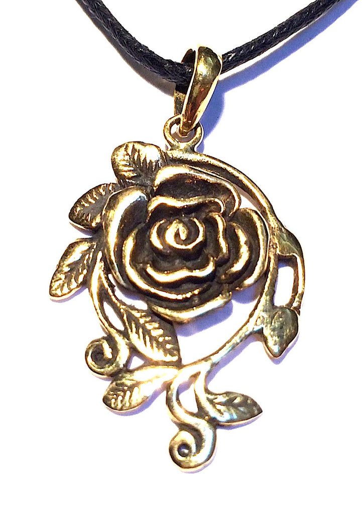 Rambling Rose necklace Brass Pendant