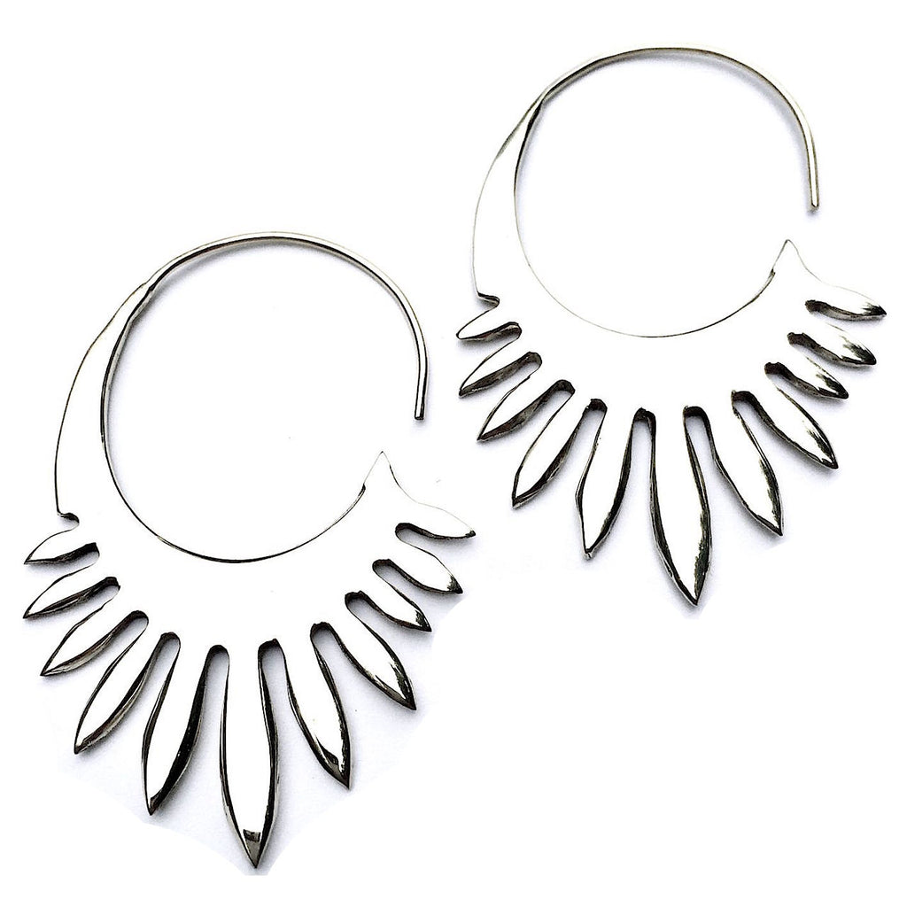 Sun Ray silver earrings - Heart Mala