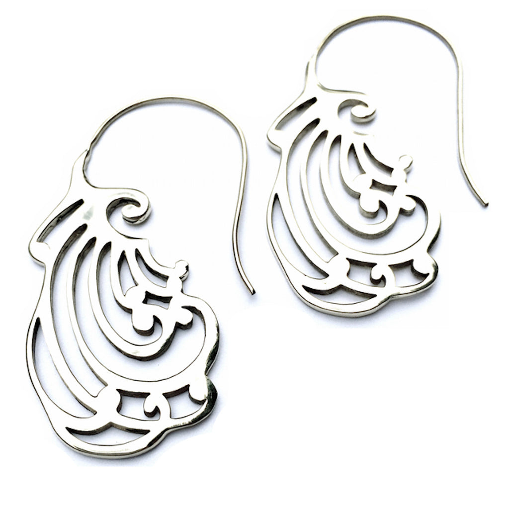 Ocean Wave silver earrings - Heart Mala