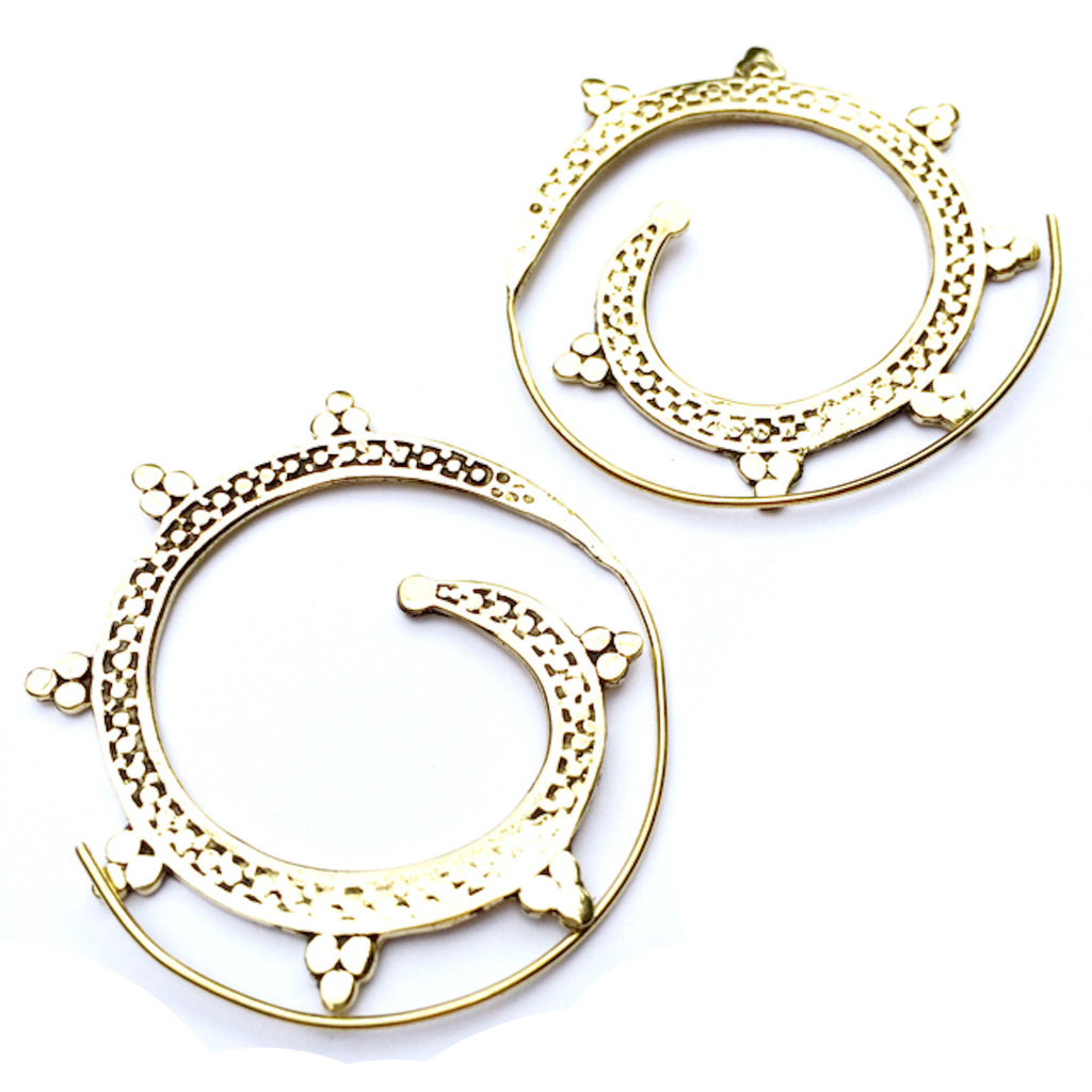 TRIBAL SPIRAL Brass earrings