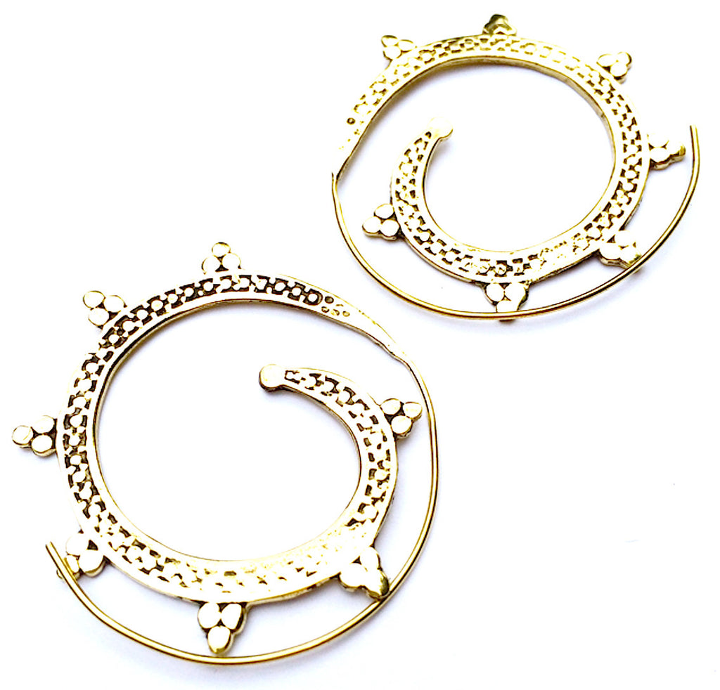 TRIBAL SPIRAL Large Brass earrings