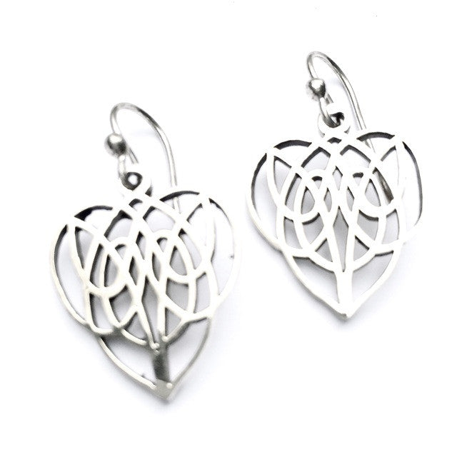 TRIBAL CELTIC HEART silver earrings