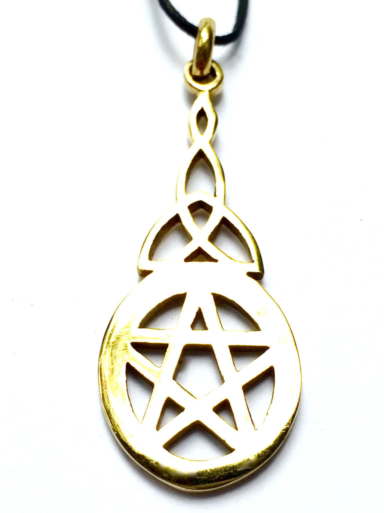 celtic pentagram brass pendant necklace